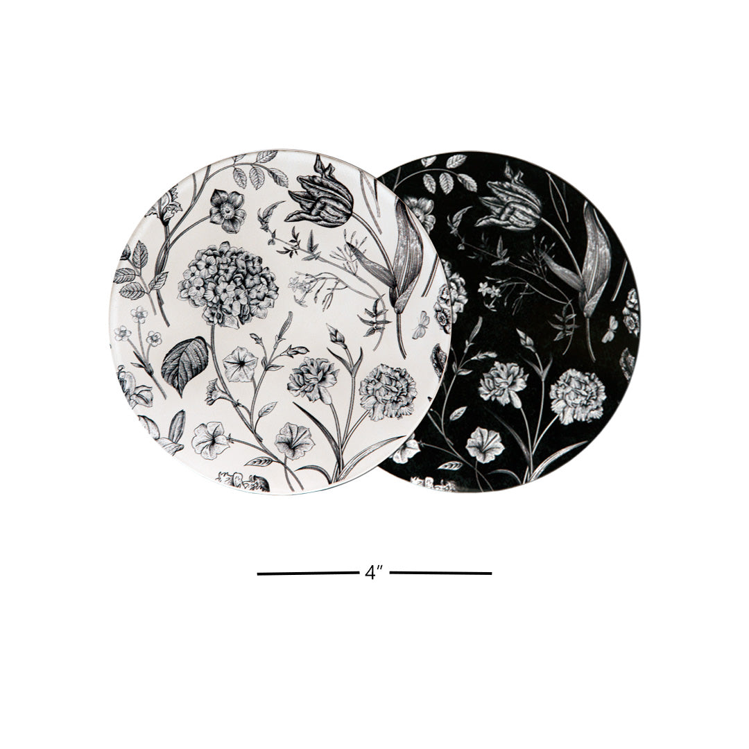 Coasters - Flora & Fauna Black & White (Set of 4)