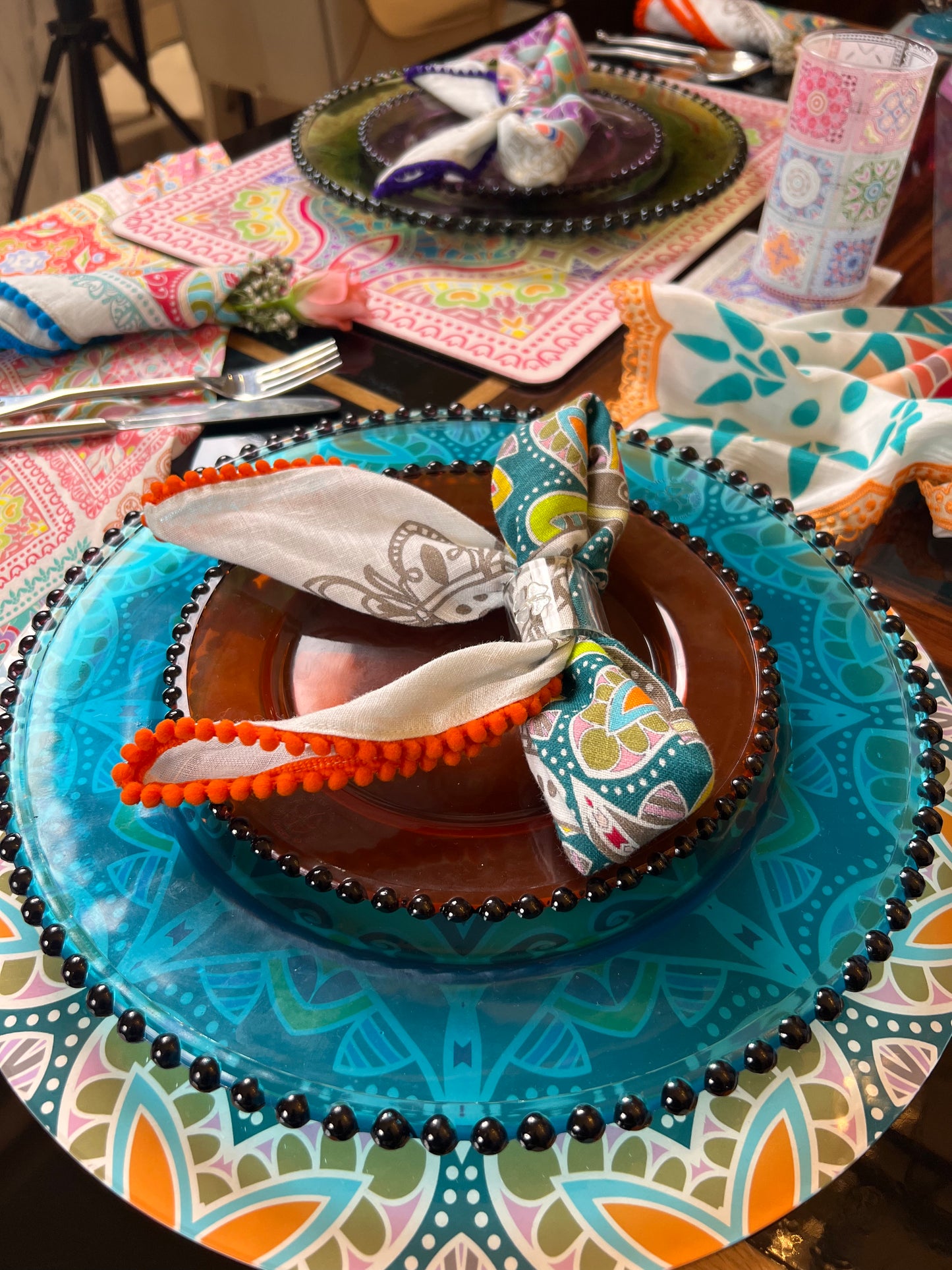 Quarter Plates - Dotted Turquoise (Set of 4)