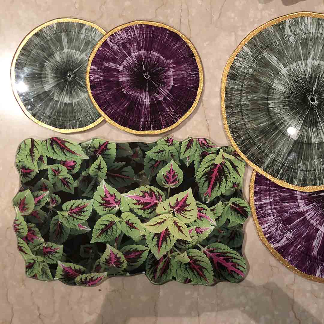Platter - Classic Glass Mirror Leaves