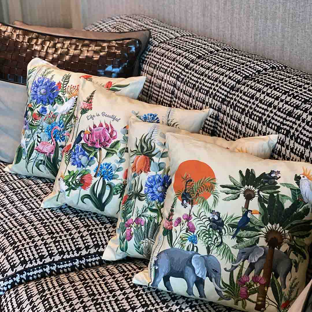 Cushion Cover - Jungle Ivory Canvas (Set of 4)