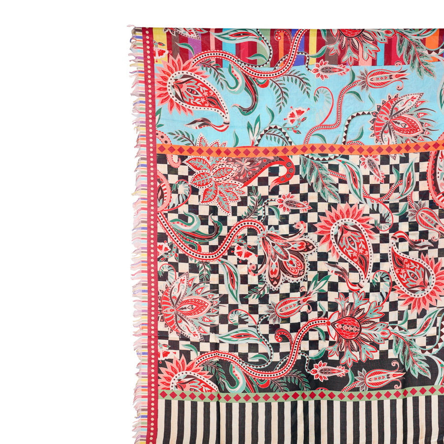 Twill Pashmina Shawl - Blue Paisely