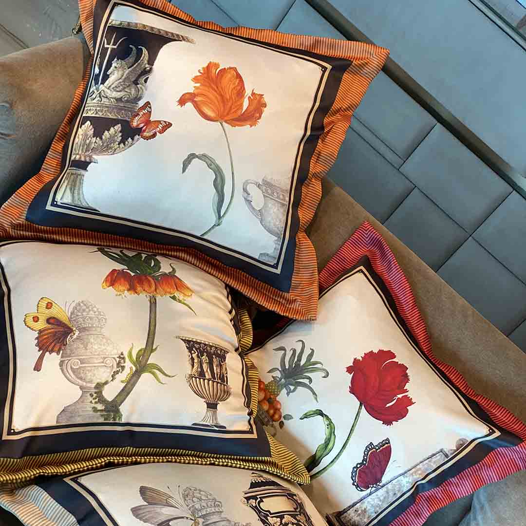 Cushion Cover - Butterflies & Birds Stormi Silk (Set of 4)