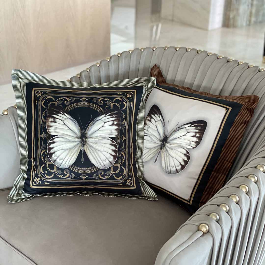 Cushion Cover - Butterflies & Birds Bourbon Silk (Set of 4)