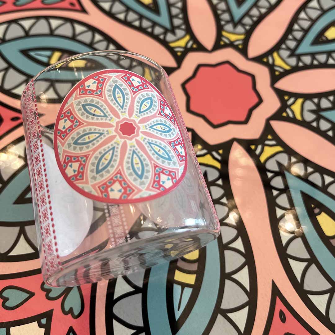 Glasses - Mandala Circle Sqaut  (Set of 6)