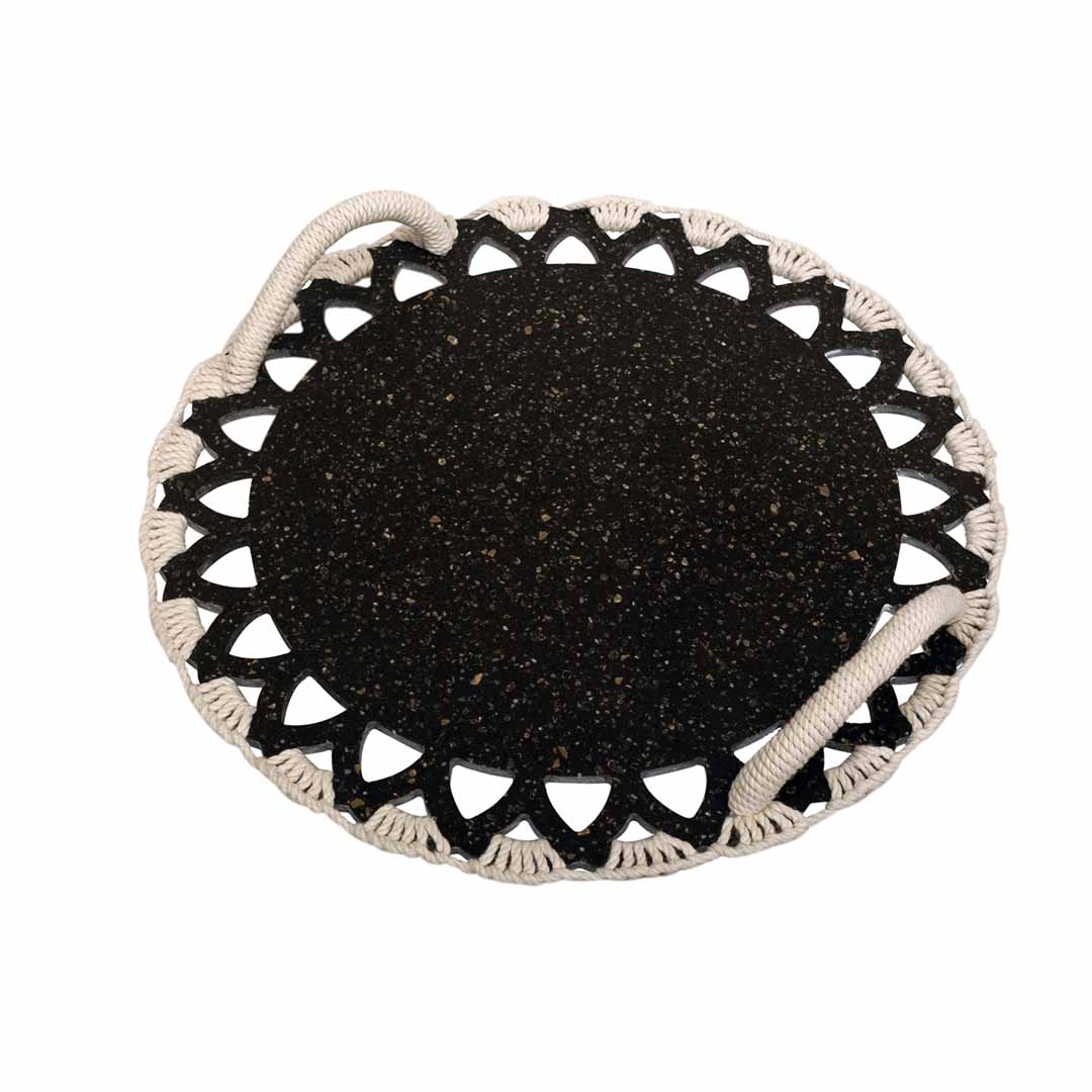 Trays - Picnic Macrame Charcoal & White Tray