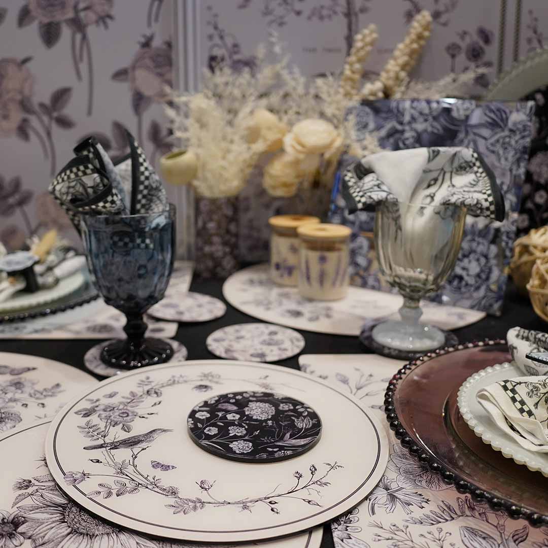 Coasters - Flora & Fauna Black (Set of 4)