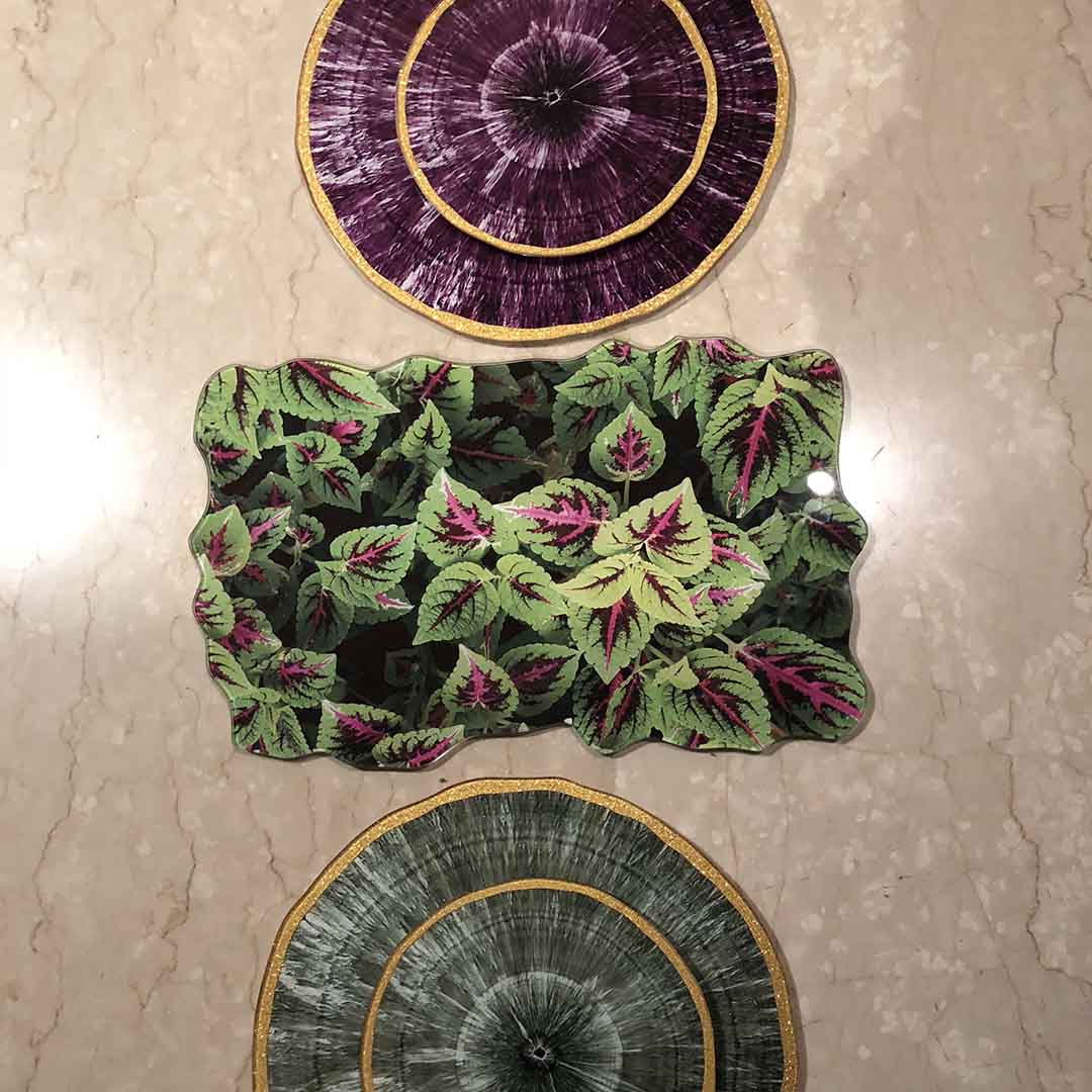 Platter - Classic Glass Mirror Leaves