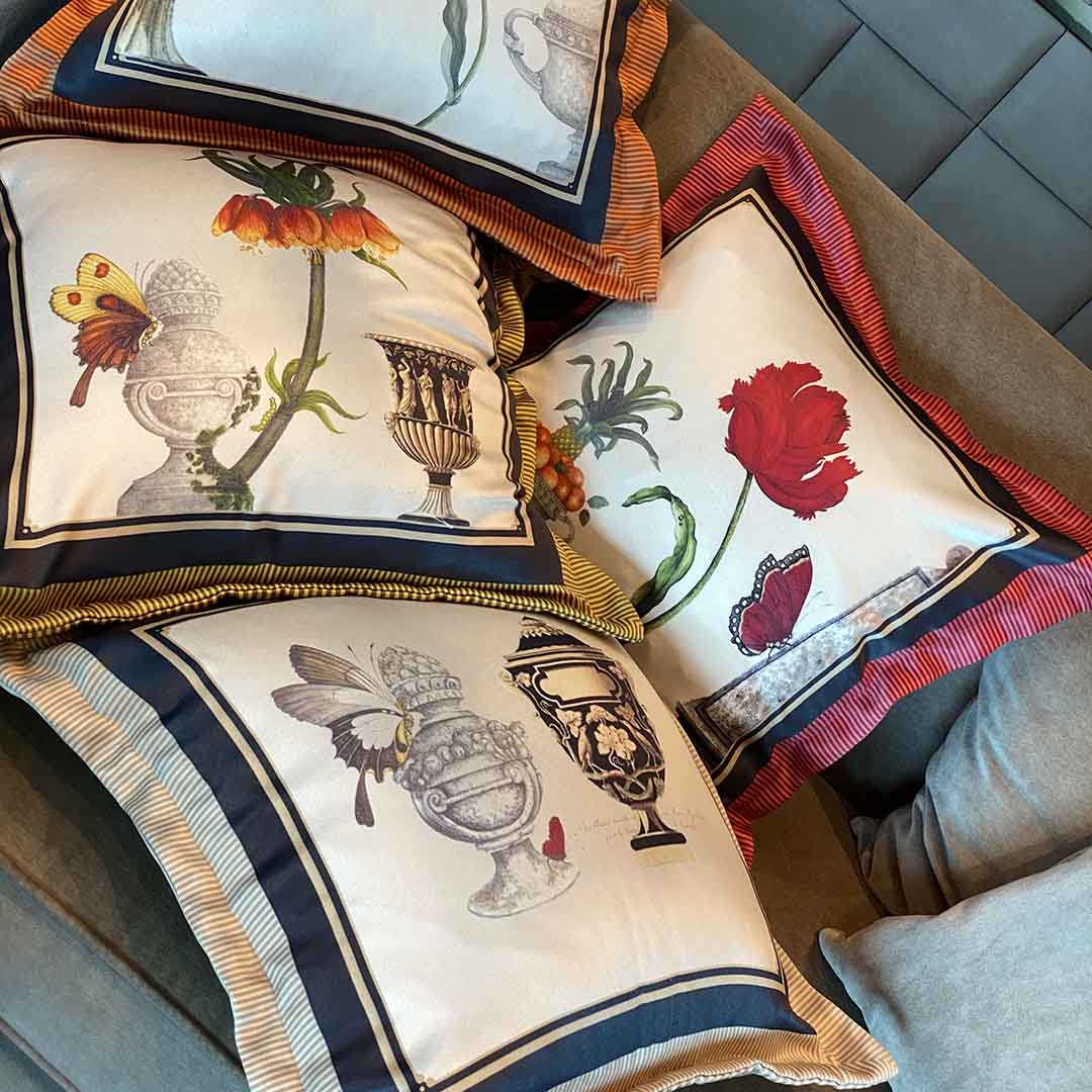 Cushion Cover - Butterflies & Birds Macy Silk (Set of 4)