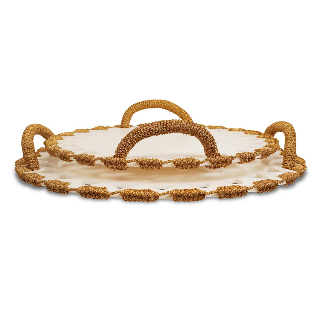 Trays - Picnic Macrame Ivory & Gold Tray