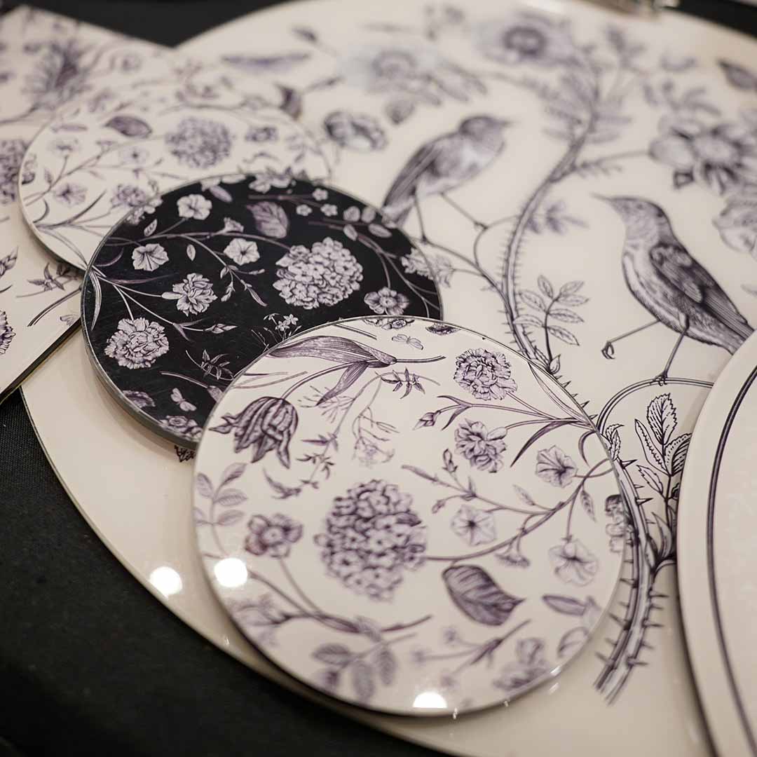 Coasters - Flora & Fauna Black & White (Set of 4)