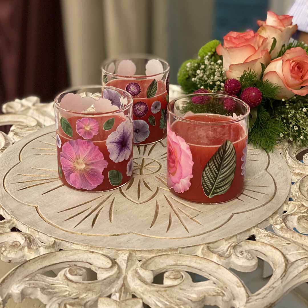 Glasses - Bloom Squat Multiple Flowers (Set of 6)