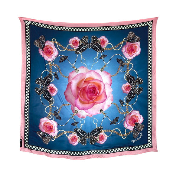 Silk Habutai - Border Chain Pink