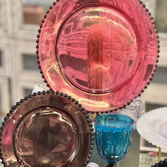 Dinner Plates - Dotted Dark Pink (Set of 4)