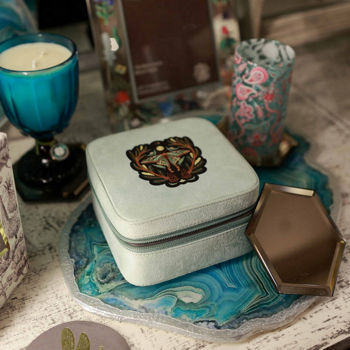 Suede Jewellery Box - Sage Green