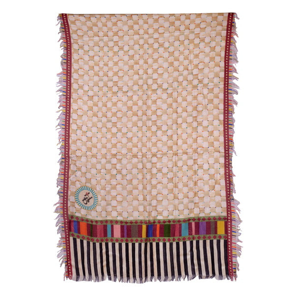 Twill Pashmina - Checks Motif Embroidery