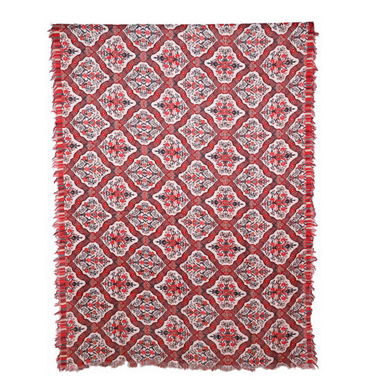 Twill Pashmina Embroidered Shawl - Ogee Floral