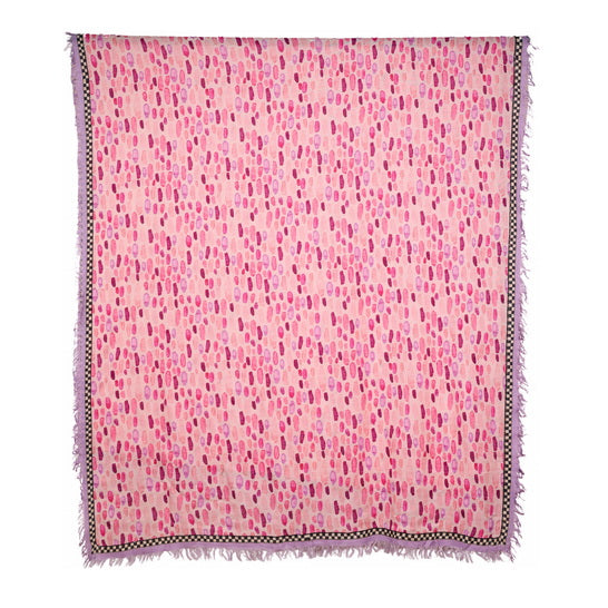 Twill Pashmina Embroidered Shawl - Pink Blobs