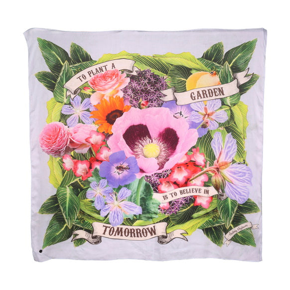 Twill Pashmina - Wild FLower Blue