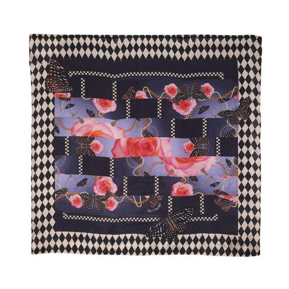 Silk Habutai - Lace Print Border