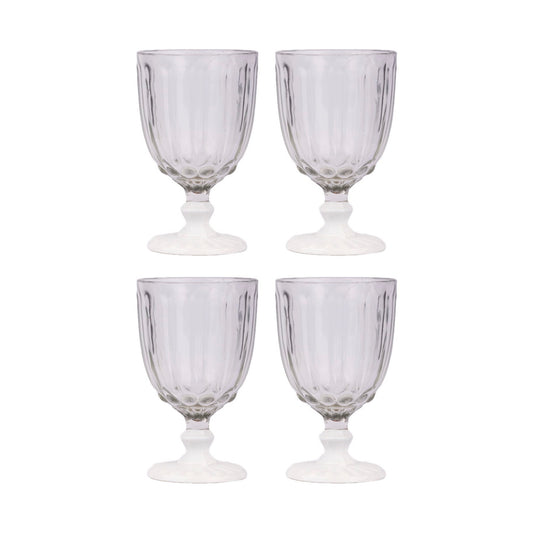 Glasses - Dotted Clear & White (Set of 4)
