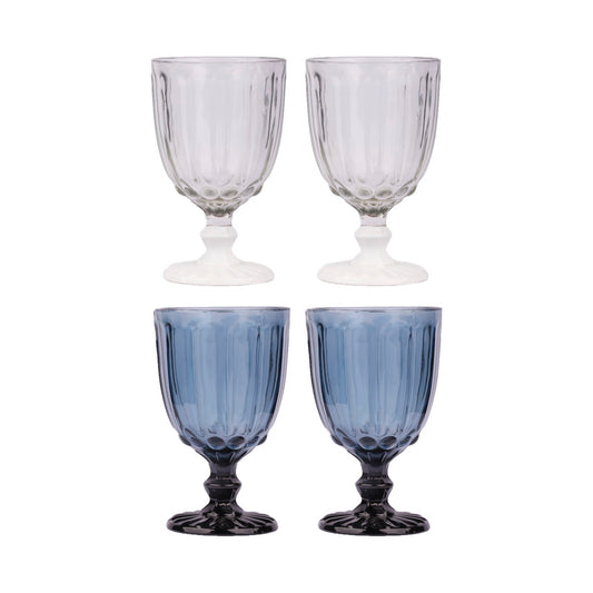 Glasses - Dotted Clear & Smoky (Set of 4)