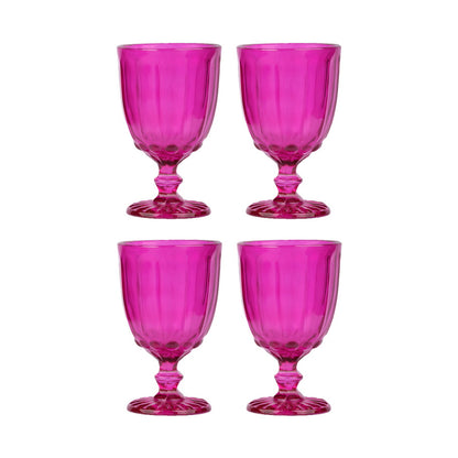 Glasses - Dotted Dark Pink (Set of 4)