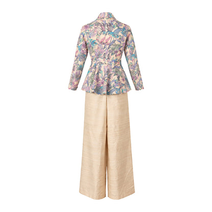Floral  - Ivory Botanical Print Jacket & Pant Co-ord Set