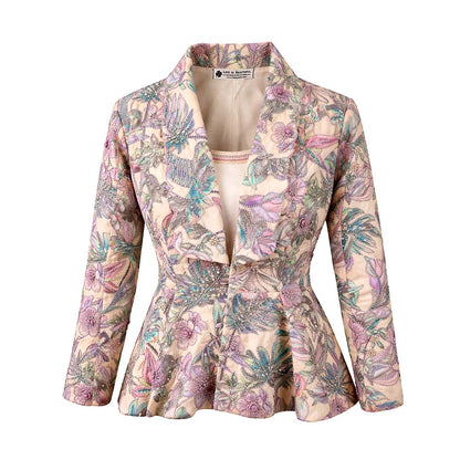 Floral  - Ivory Botanical Print Jacket & Pant Co-ord Set