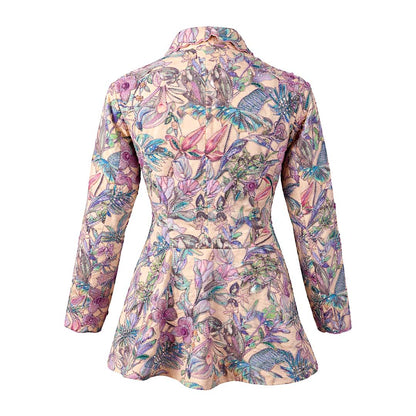Floral  - Ivory Botanical Print Jacket & Pant Co-ord Set
