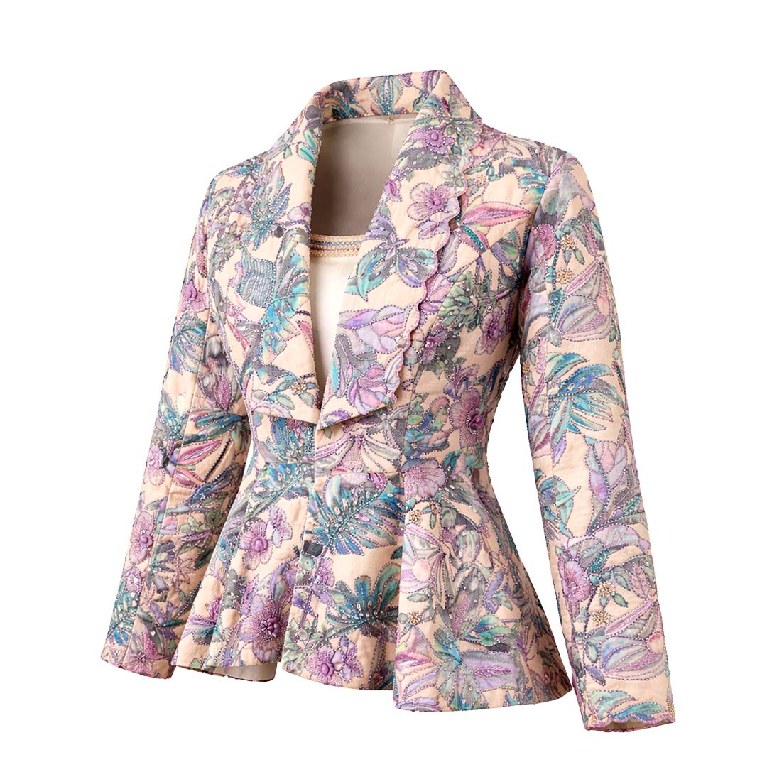 Floral  - Ivory Botanical Print Jacket & Pant Co-ord Set