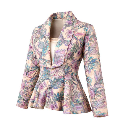 Floral  - Ivory Botanical Print Jacket & Pant Co-ord Set