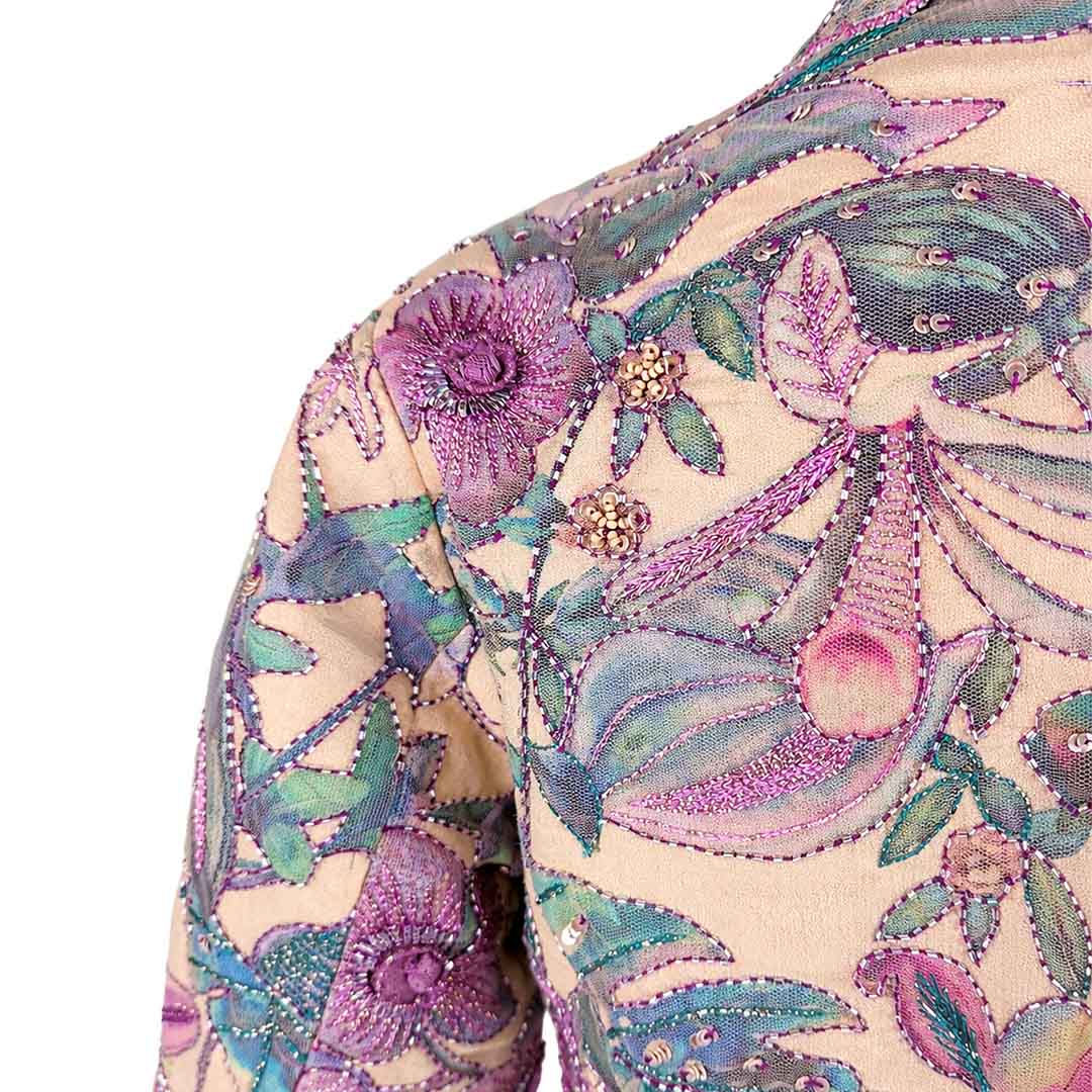 Floral  - Ivory Botanical Print Jacket & Pant Co-ord Set