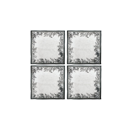 Napkin Sets - Flora Fauna Flower Border Cocktail (Set of 4)