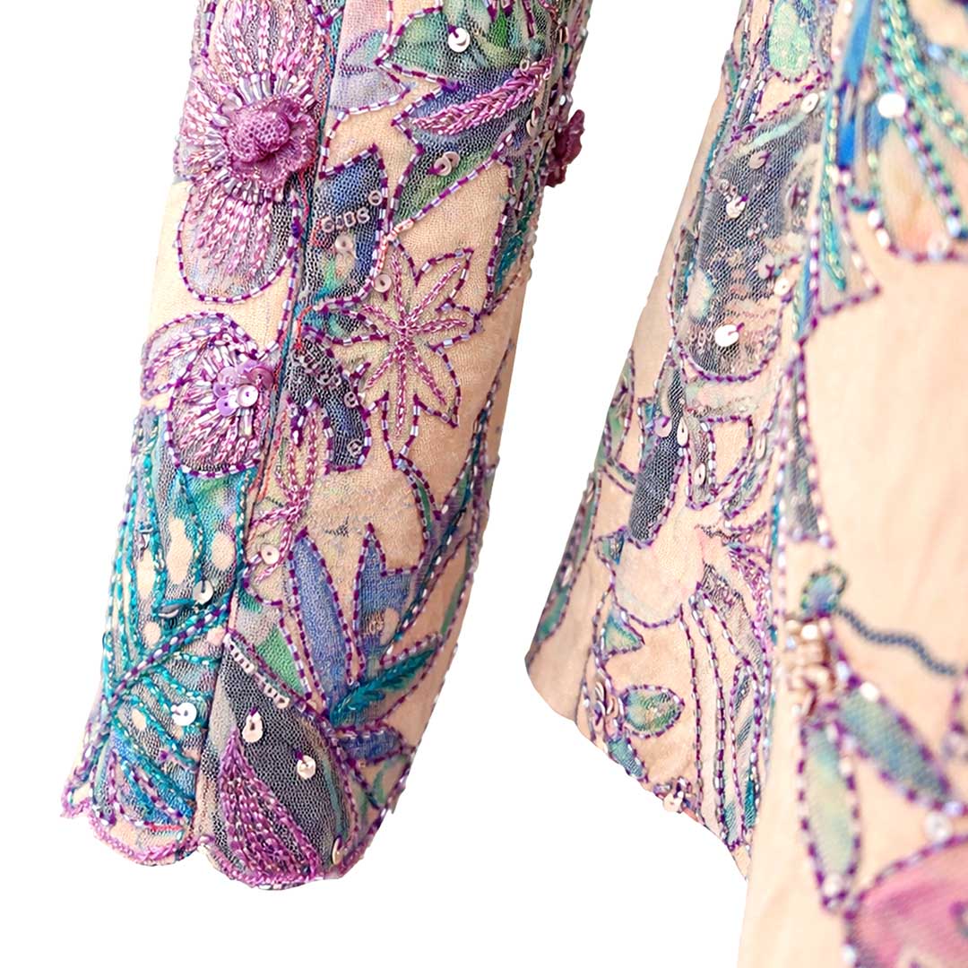 Floral  - Ivory Botanical Print Jacket & Pant Co-ord Set