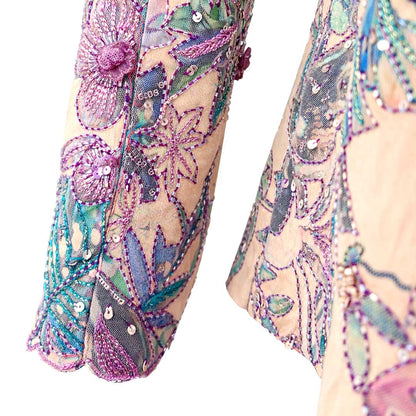 Floral  - Ivory Botanical Print Jacket & Pant Co-ord Set