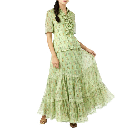 Picnic - Ruffled Shirt & Tiered Skirt Set