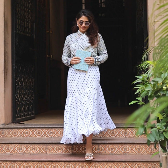 Polka Dot - Bias-Cut Gathered Skirt
