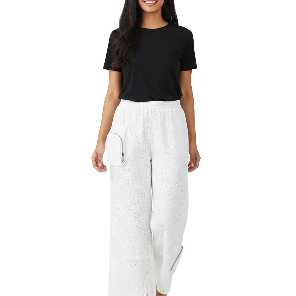 Ikat Affair - Embroidered Wide-Leg Pants