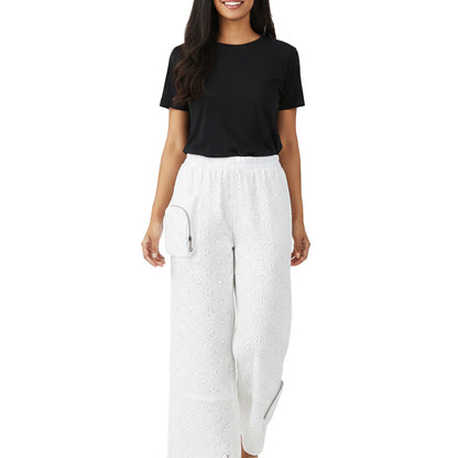 Ikat Affair - Embroidered Wide-Leg Pants