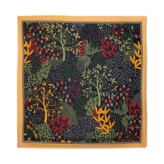 Silk Habutai - Tree Leaves Night