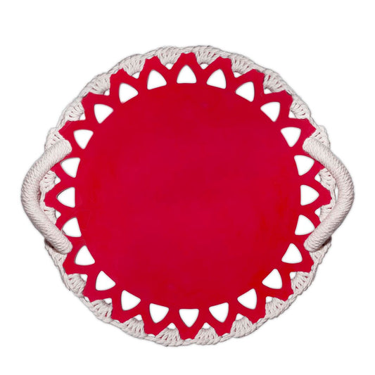 Trays - Picnic Macrame Red & Ivory Tray