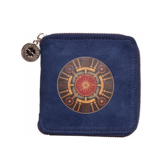 Suede Wallet – Zodiac Wheel Midnight Blue