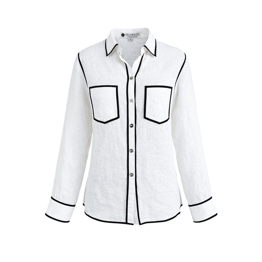 LIB Basics - Ivory Contrast Piping Shirt