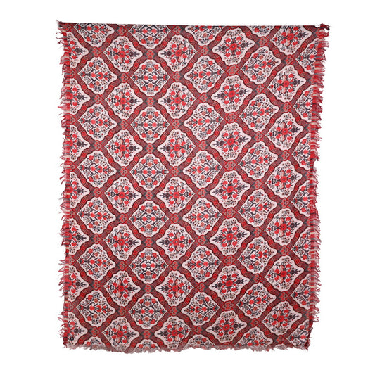 Twill Pashmina Shawl - Ogee Floral