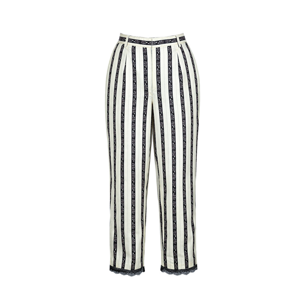 Flora & Fauna - Ivory & Black Striped Wide-Leg Pants