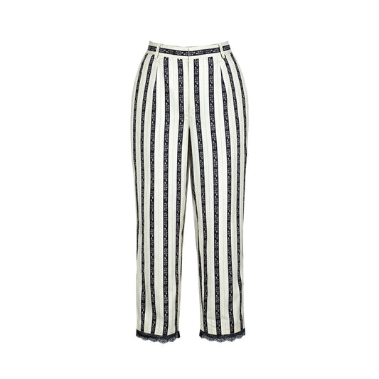 Flora & Fauna - Ivory & Black Striped Wide-Leg Pants