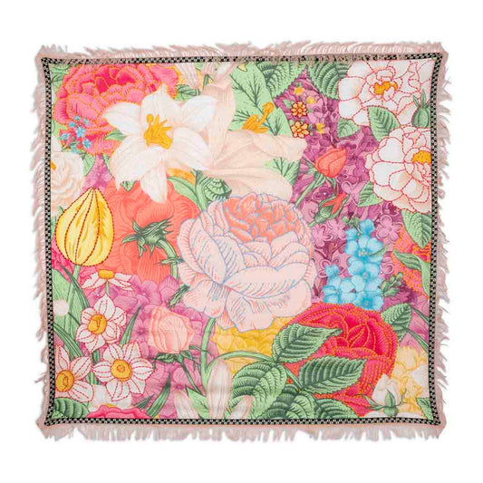 Embroidered Twill Pashmina - Floral