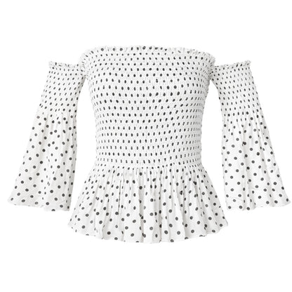 Polka  - Sage Smocked Off-Shoulder Top