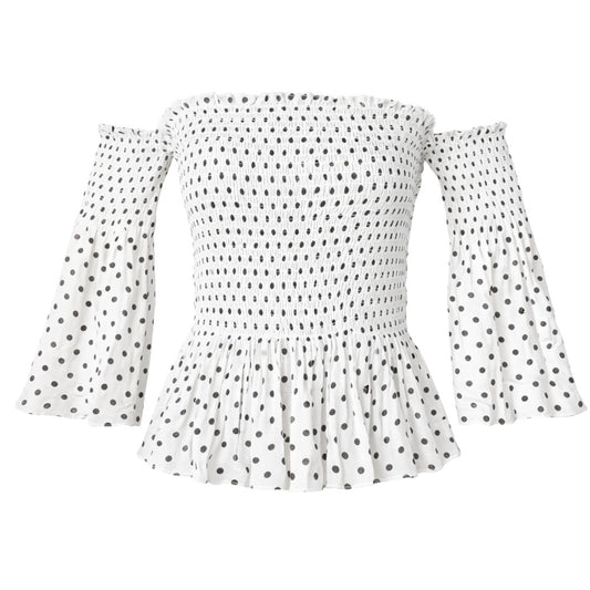 Polka  - Sage Smocked Off-Shoulder Top