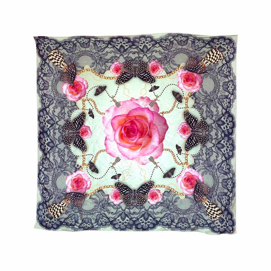 Silk Habutai - Lace Rose Print